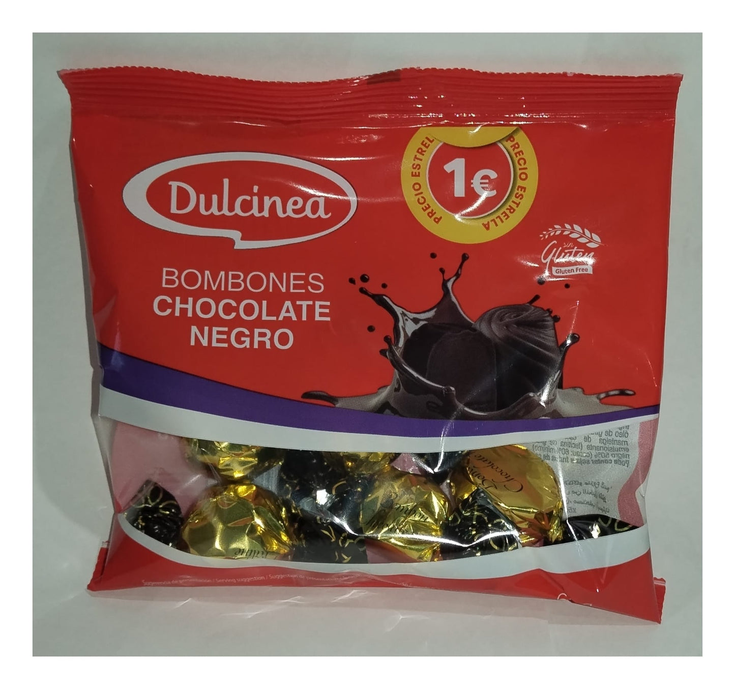 BOMBONES CHOCOLATE NEGRO BOLSA 60G 1€