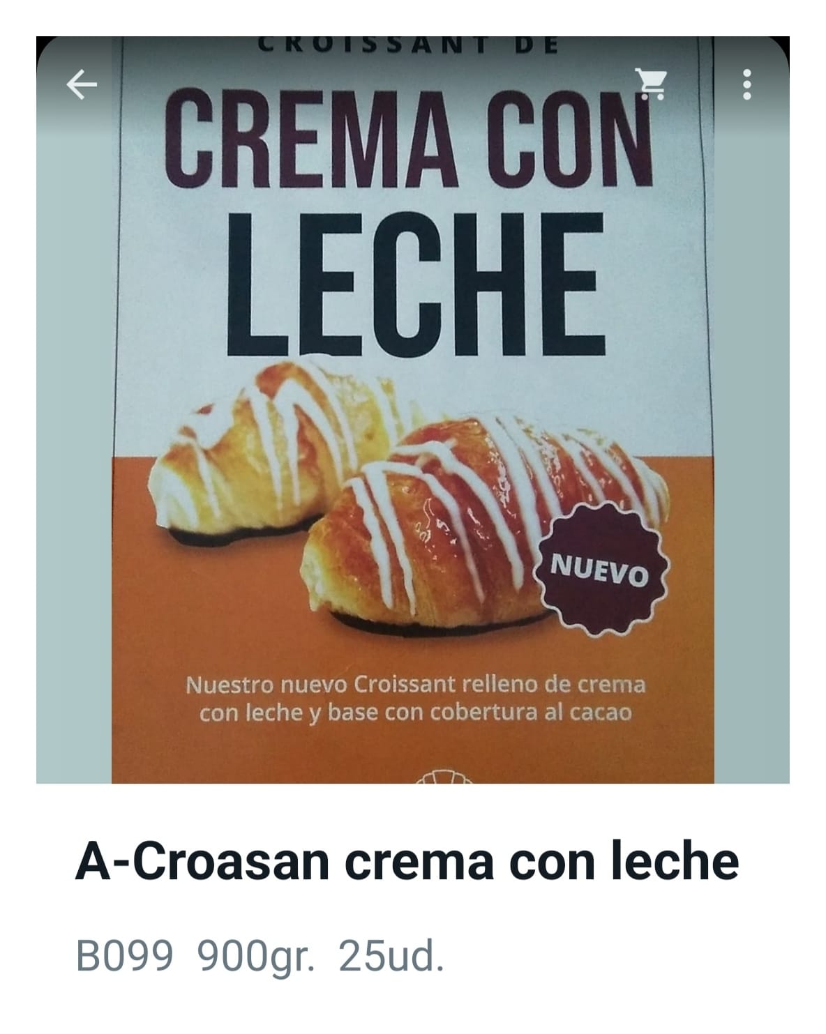 Croissant Crema Leche Rayado 25ud BELCAN