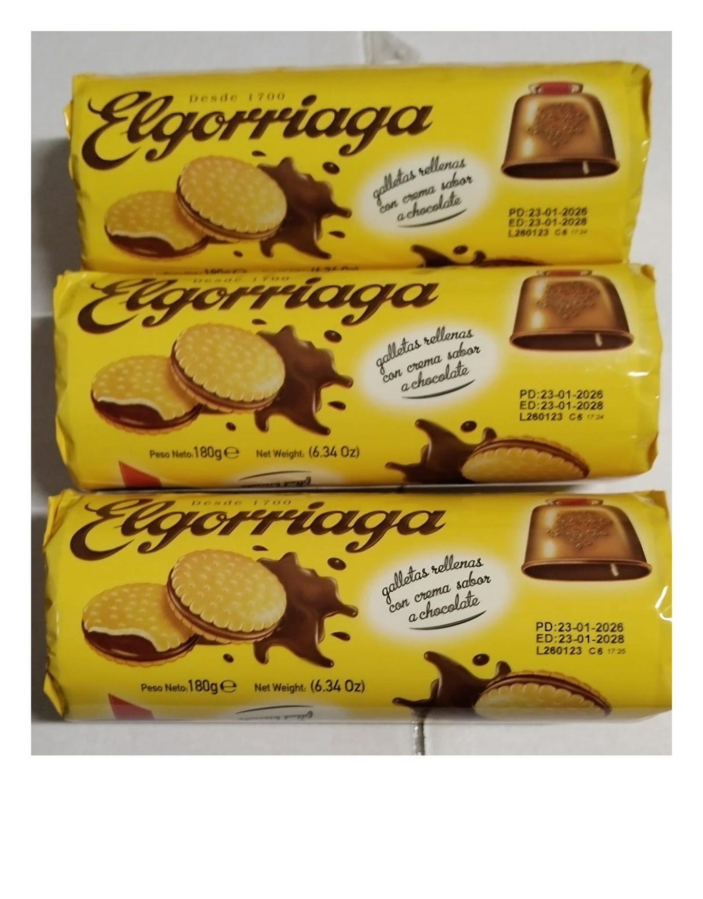 GALLETA RELLENA CHOCO  180G 24UN ELGORRIAGA