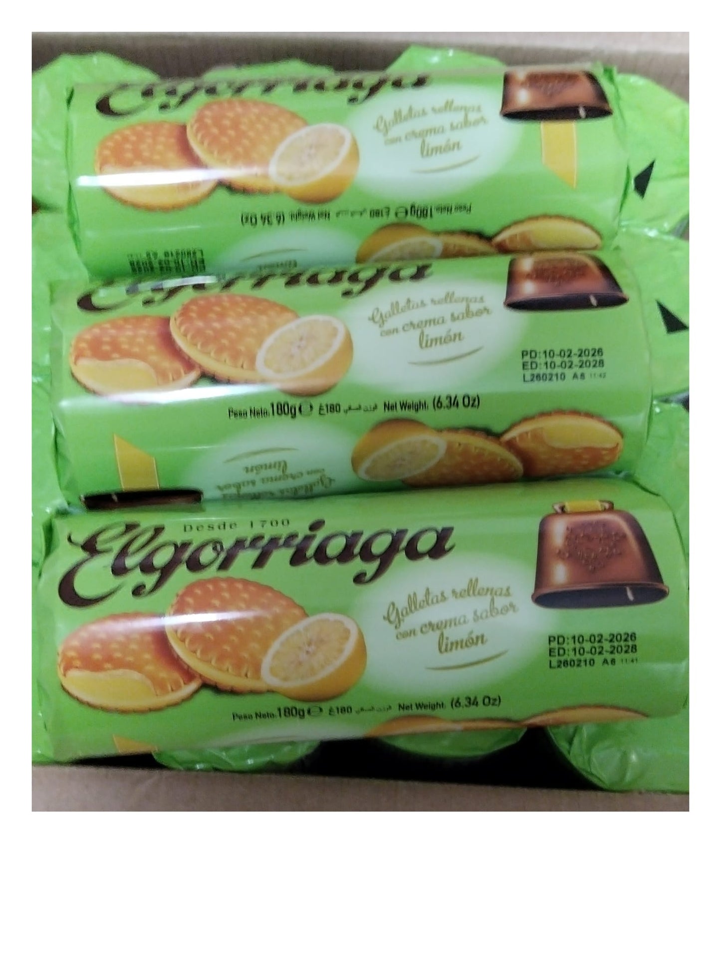 GALLETA RELLENA LIMON 180G 24UN ELGORRIAGA