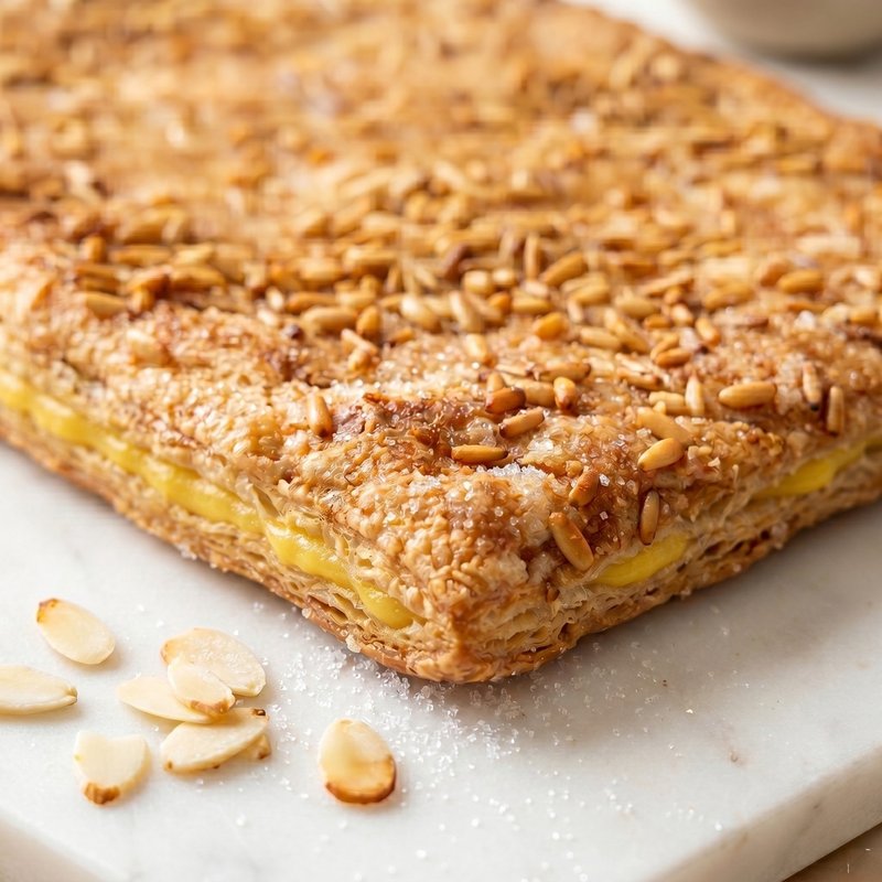 Coca Hojaldre Crema Piñón y almendra 1kg