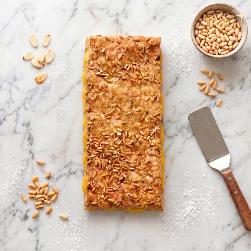 Coca Hojaldre Crema Piñón y almendra 1/2kg